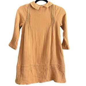BELLE CHIARA | Organic Cotton Gauze Pintuck Detail Girls Collared Dress | Size 8
